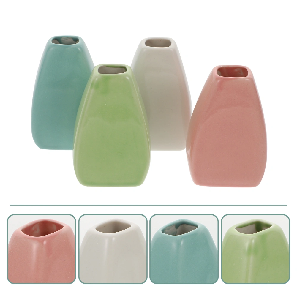 4pcs Mini Ceramic Vases Plant Flower Arrangement Aroma Bottles for Home