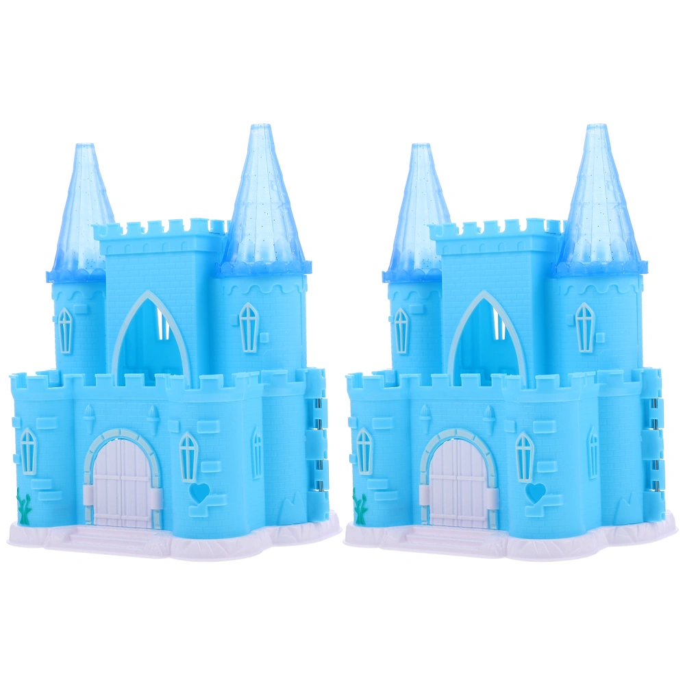 2 Pcs Doll House Villa Castle Model Decor Mini House Accessories Villa Castle Model Toy