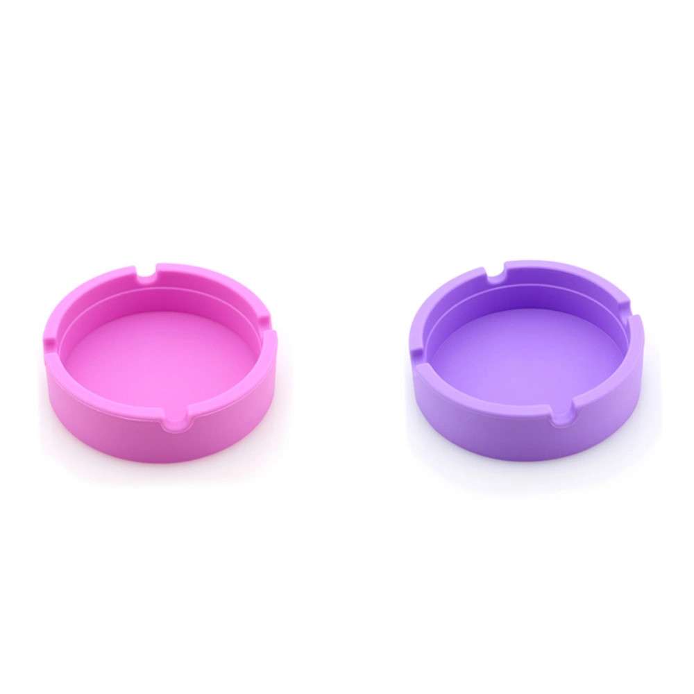 3PCS Silicone Ashtray Unbreakable Rubber Heat Resistant Round Shape(Rose Red Mint Green Violet Purple)