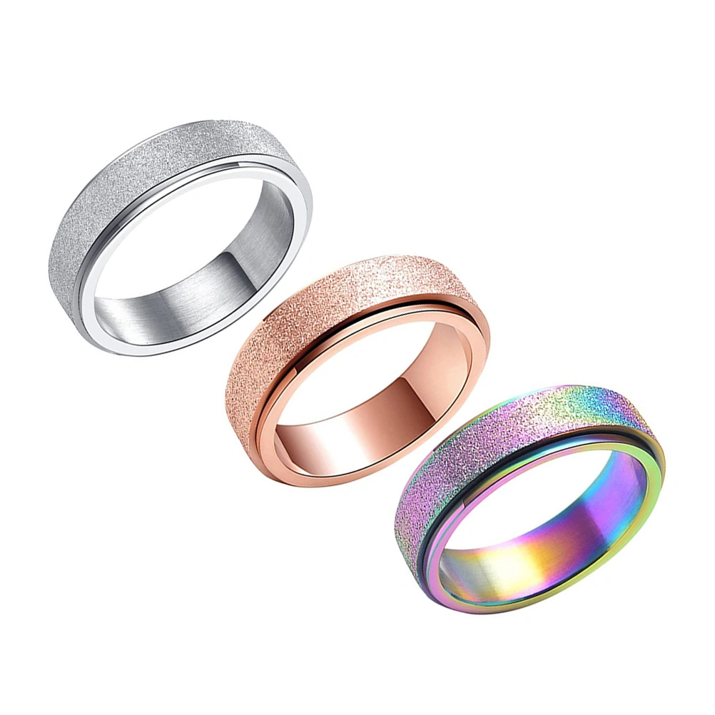 3pcs Stainless Steel Colorful Rings Rotating Finger Rings Male Female Rings