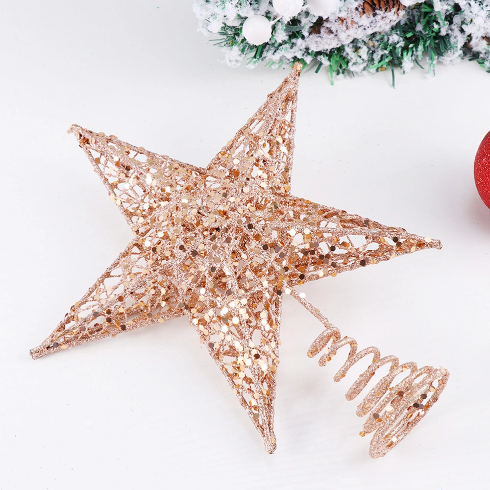 2pcs 20cm Christmas Tree Iron Star Topper Glittering Christmas Tree Decoration Ornaments (Rose Gold)