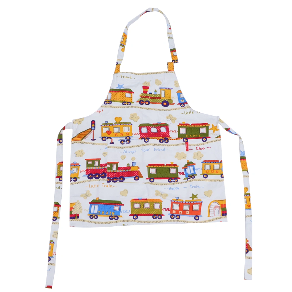 Kids Aprons Cartoon Chic Pinafore Children Cooking Aprons Kitchen Clothes Cook Supplies for Home (Small Train Pattern)