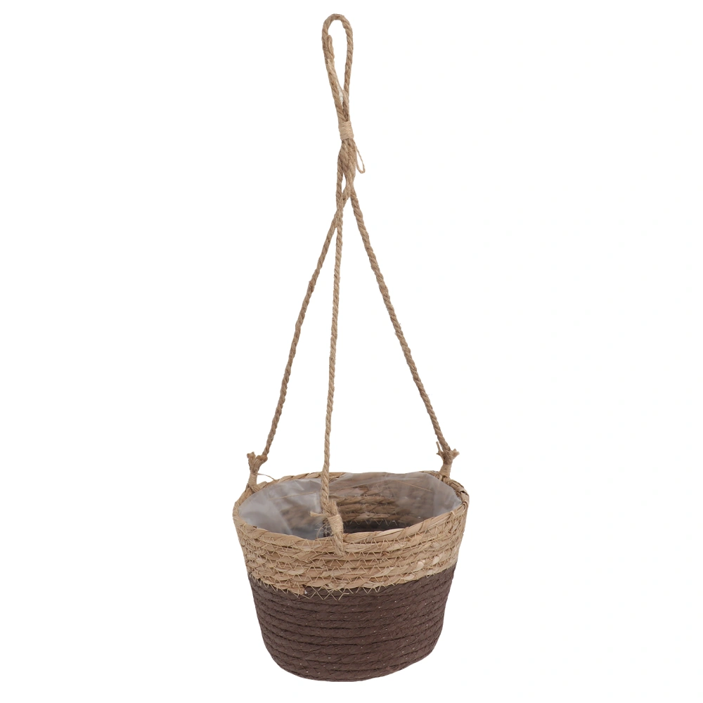 1Pc Handmade Plant Basket Nordic Straw Basket Hand-knitted Basket Decor