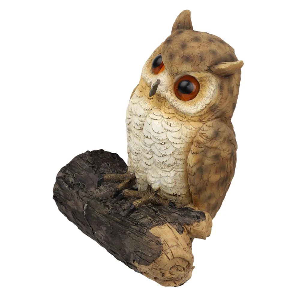 1pc Lifelike Garden Scene Decor Tree Owl Ornament Garden Resin Owl Ornament