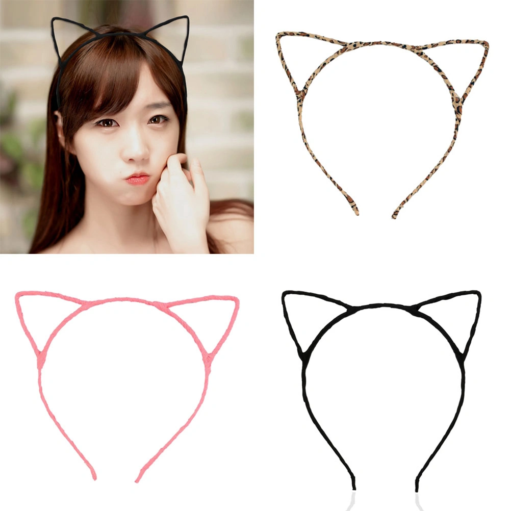 5 Pcs Fancy Dress Costume Party Cat Ears Wired Headband (Leopard)