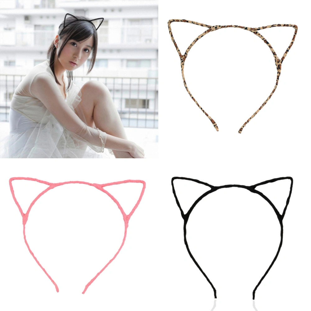 5 Pcs Fancy Dress Costume Party Cat Ears Wired Headband (Leopard)