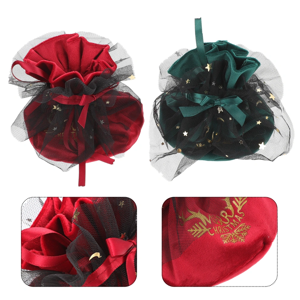 2pcs Christmas Drawstring Bags Merry Christmas Gift Bag Xmas Apples Bags