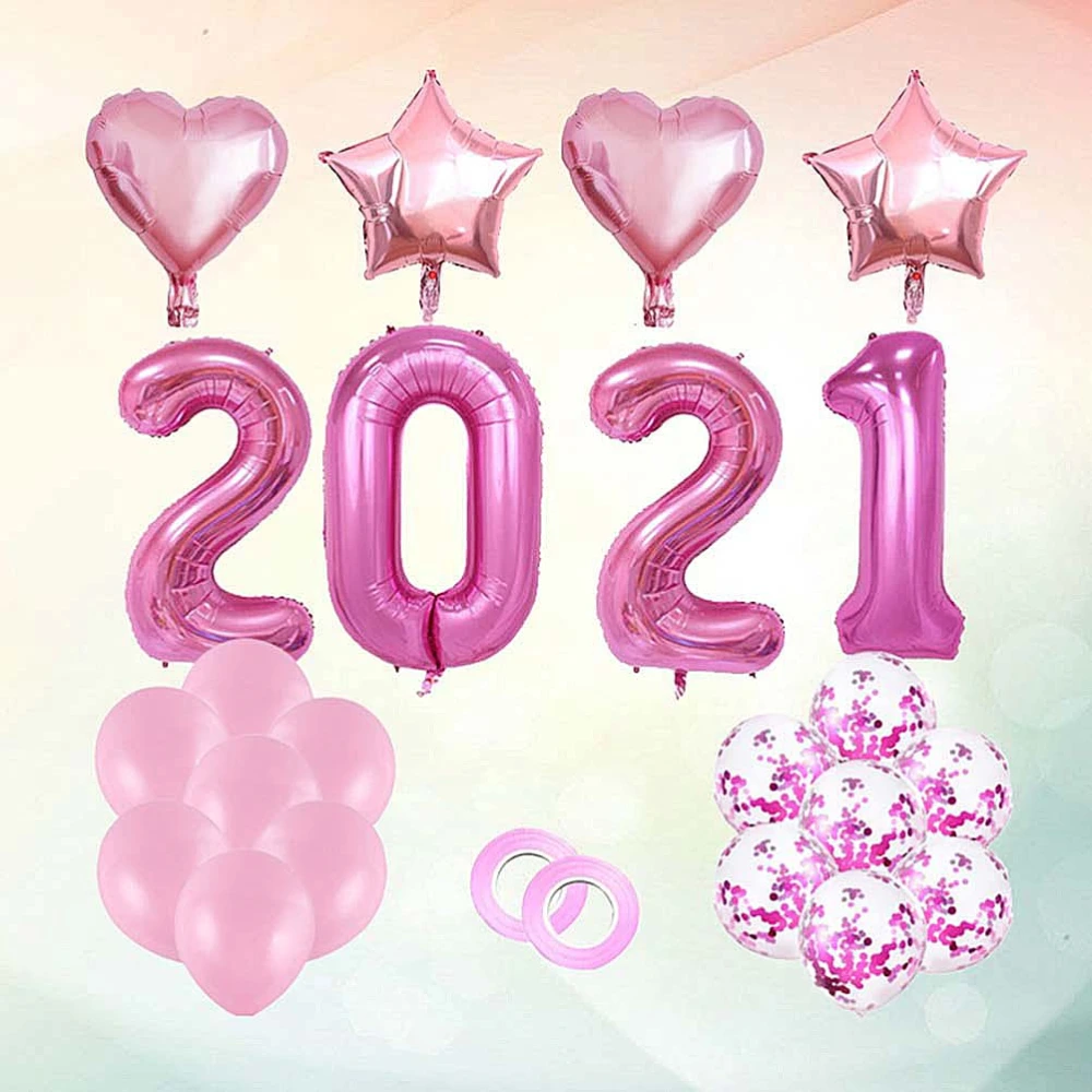 1 Set 40 Inches 2021 Number Balloons New Year Eve Festival Party Supplies Graduation Decorations Party Decorations Balloon for Home Party (Pink)