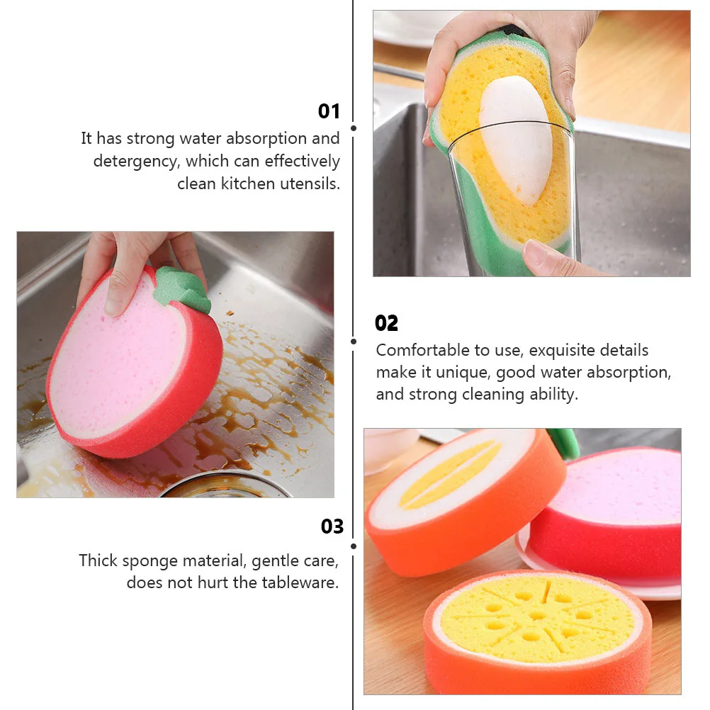 4Pcs Cup Sponges Cleaning Sponges Bowl Scrubber Sponges (Assorted Color)