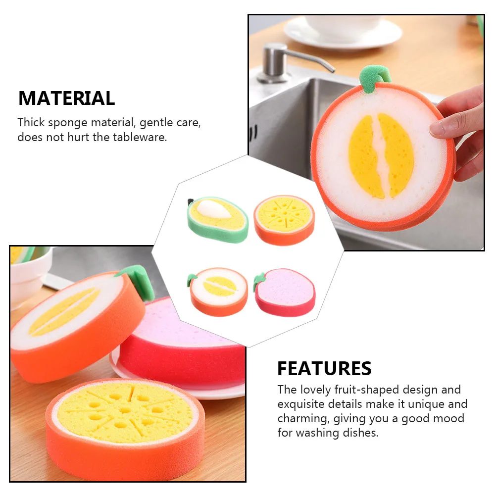 4Pcs Cup Sponges Cleaning Sponges Bowl Scrubber Sponges (Assorted Color)