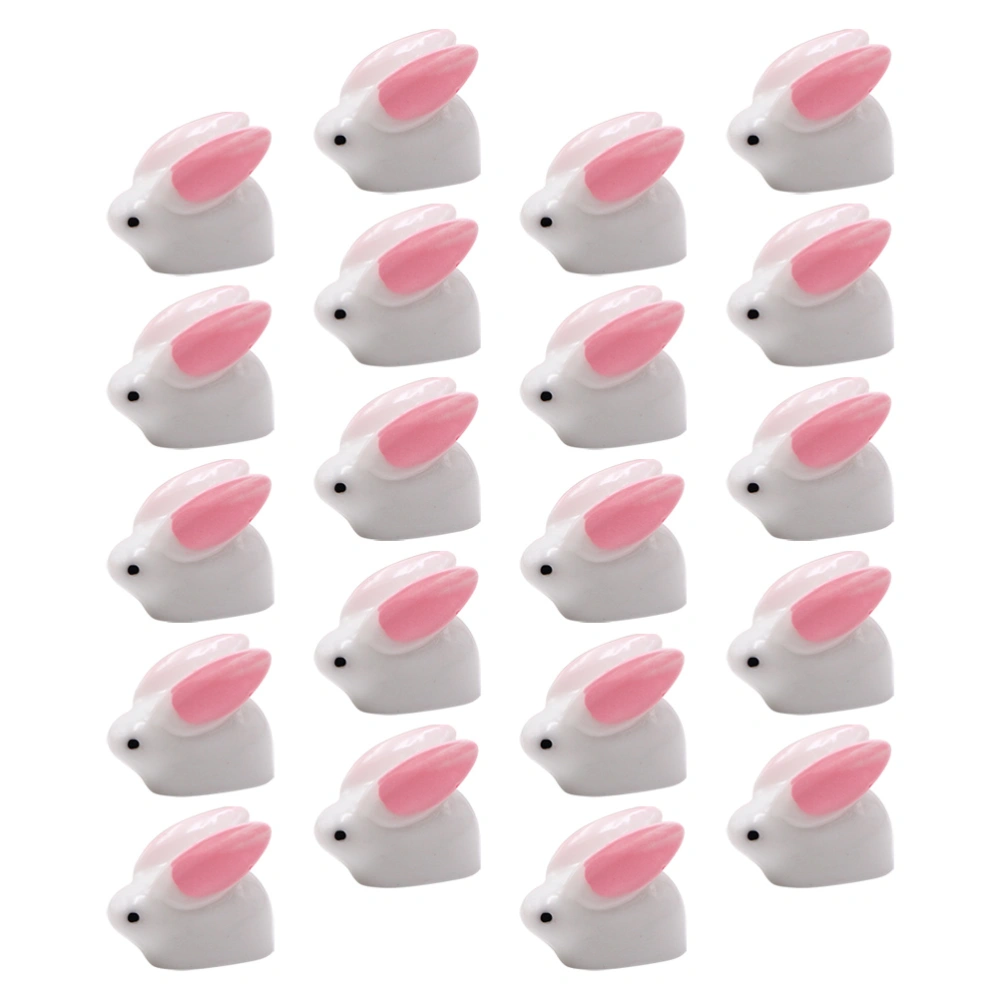 20pcs Easter Little Rabbit Adornment Resin Bunny Ornament Festival Photo Props