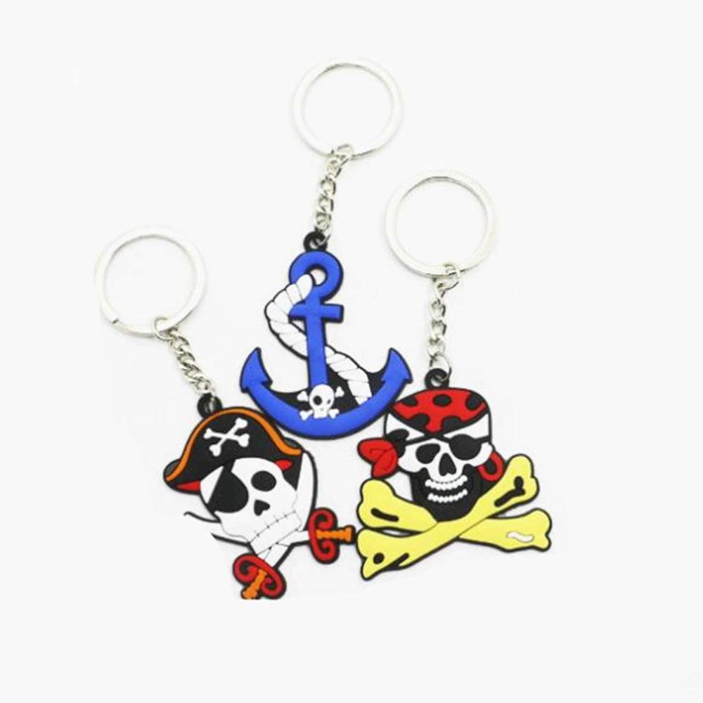 5pcs Cartoon Pirate Key Chain Fashion Car Pendant Halloween Key Ring Car Pendant Styless 3