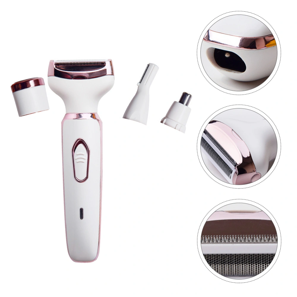 1 Set of Four-in-one Female Dehairing Device Electric Nose Unhairing Tool White