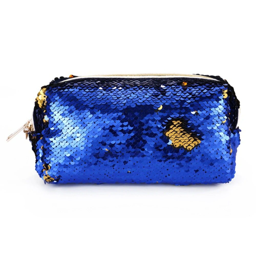 Fashion Sparkly Sequin Clutch Bag Handbag Lady Party Evening Clutch Bag Purse Wallet for Women (Dark Blue and Golden)