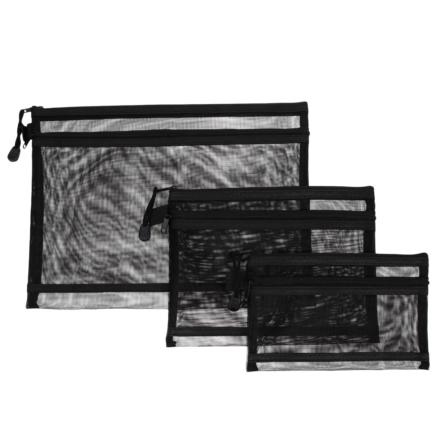 3Pcs Kids Students Pencil Pouches Multi-function Pencil Cases Transparent Pen Pouches