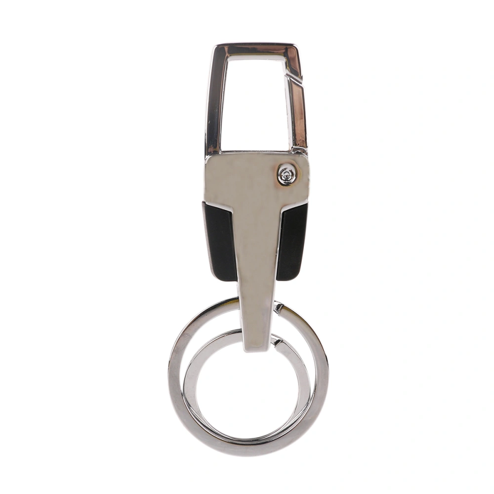 PU and Zinc Alloy Key Ring Keychain (Silver+Black)