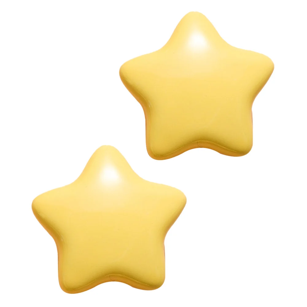 2pcs Star Shaped Handle Adorable Pull Bar Delicate Knobs Creative Ceramic Handle for Home Office Room Hotel (Yellow)