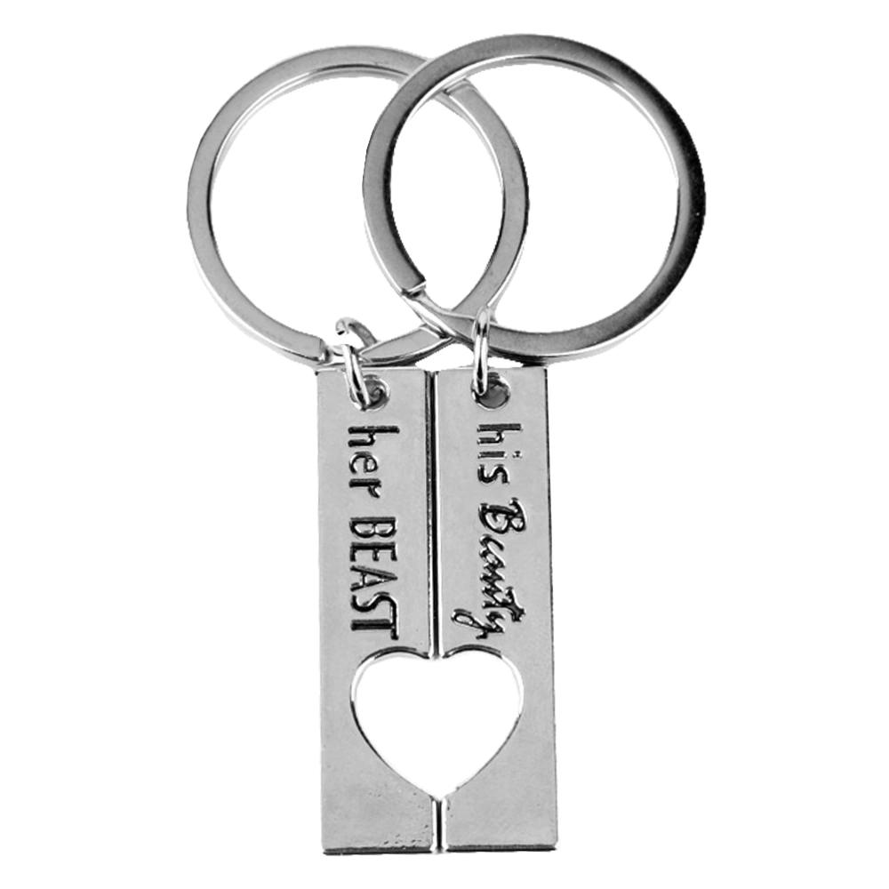 1 Pair Heart Shape Keychains Couple Key Rings Creative Bag Pendant Lover Keyring