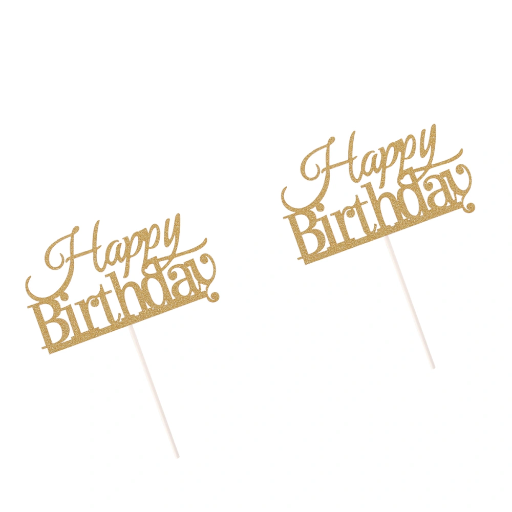 10 Pcs Happy Birthday Cake Topper Cake Decorations Party Supplies (Golden)