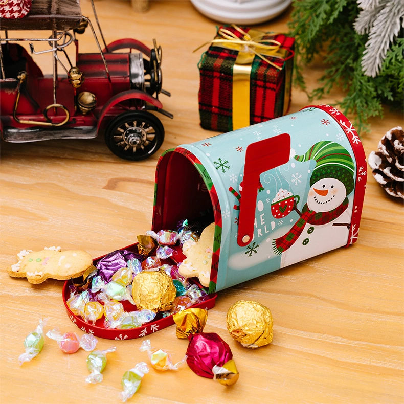 Christmas Tinplate Cookie Tin Candies Biscuits Treat Box Small Gift Case Xmas Party Favor