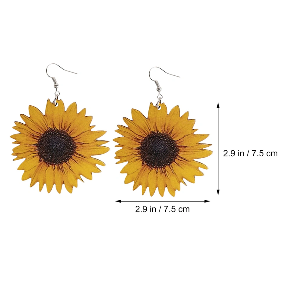 1 Pair Sunflower Earrings Flower Ear Hook Yellow Big Earrings Woman Earring