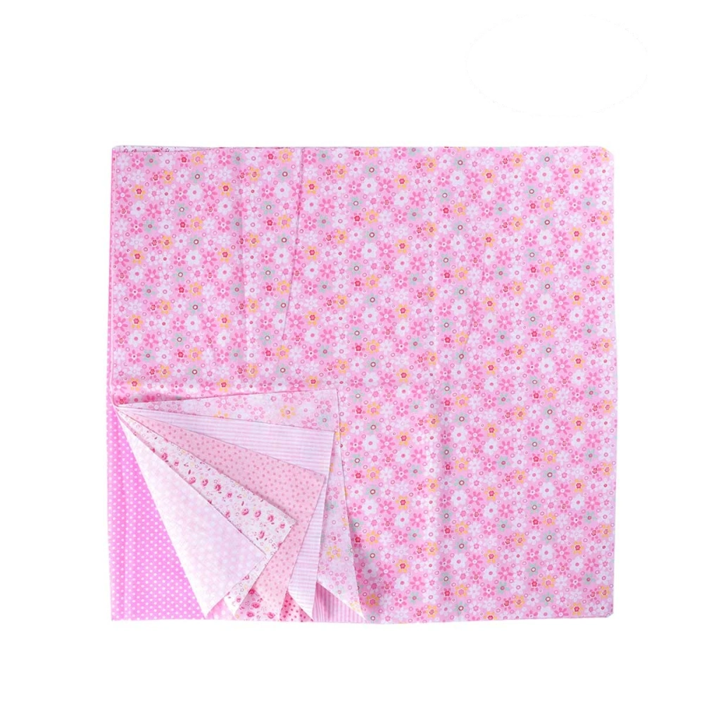 7 Sheets Cotton Craft Fabric Floral Bundle Squares Fabric for Patchwork DIY Sewing Scrapbooking Quilting 50x50cm(Pink)