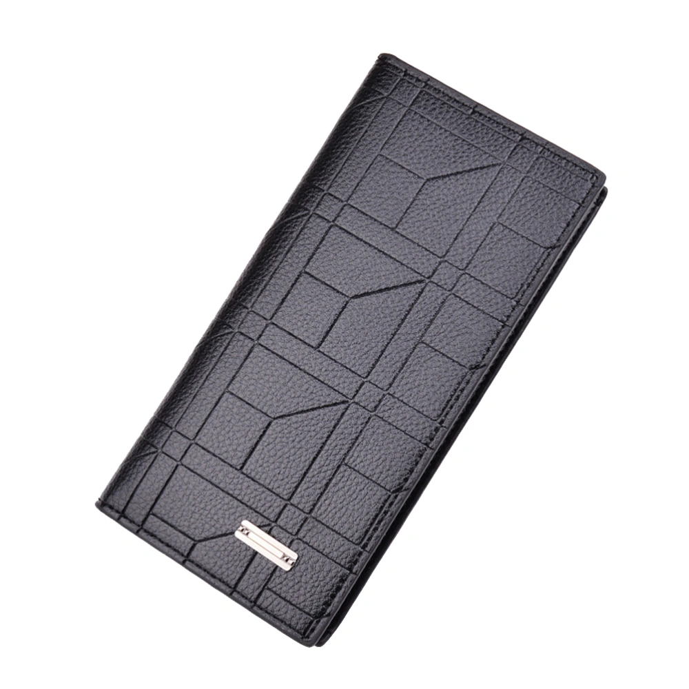 Fashionable Man Wallet Long Personality Storage Leather Wallet for Money Coin (Black)