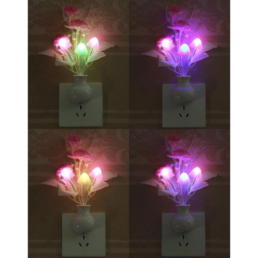 Tulip Flower Sensor LED Night Lights Plug-in Light Control Indoors Lamp for Bedroom Hallway Nursery with US Plug (Red)