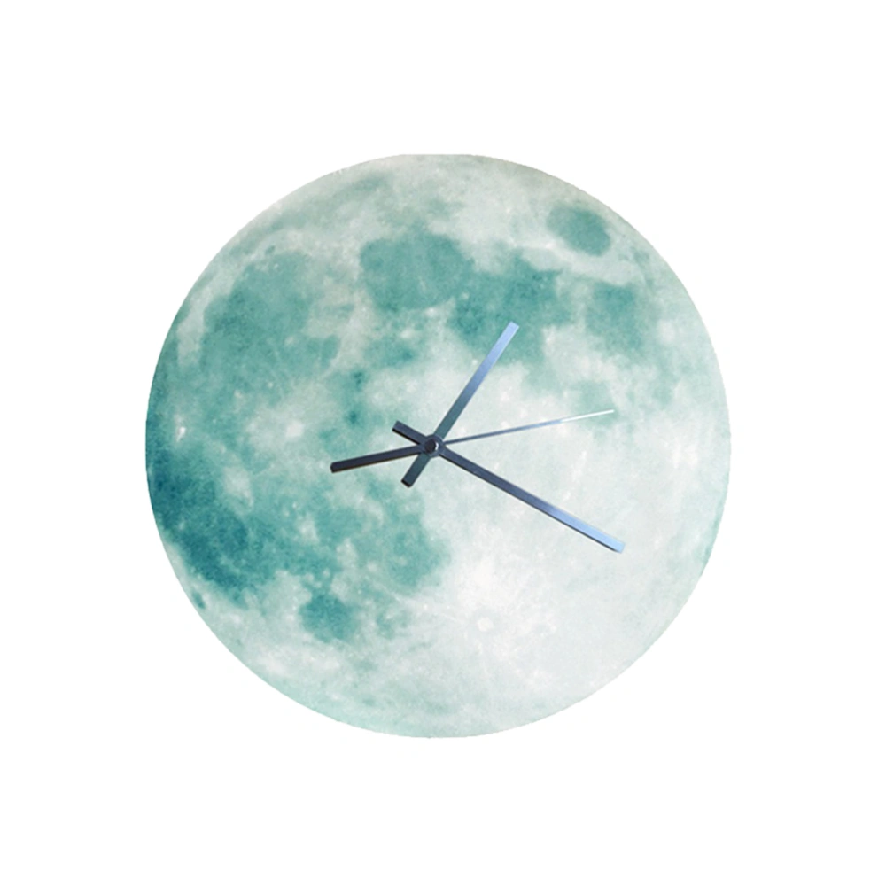 1pc Noctilucence Acrylic Wall Clock Waterproof Wall Hanging Clock Earth Moon Pattern Creative Clock for Home (30cm Light Green)