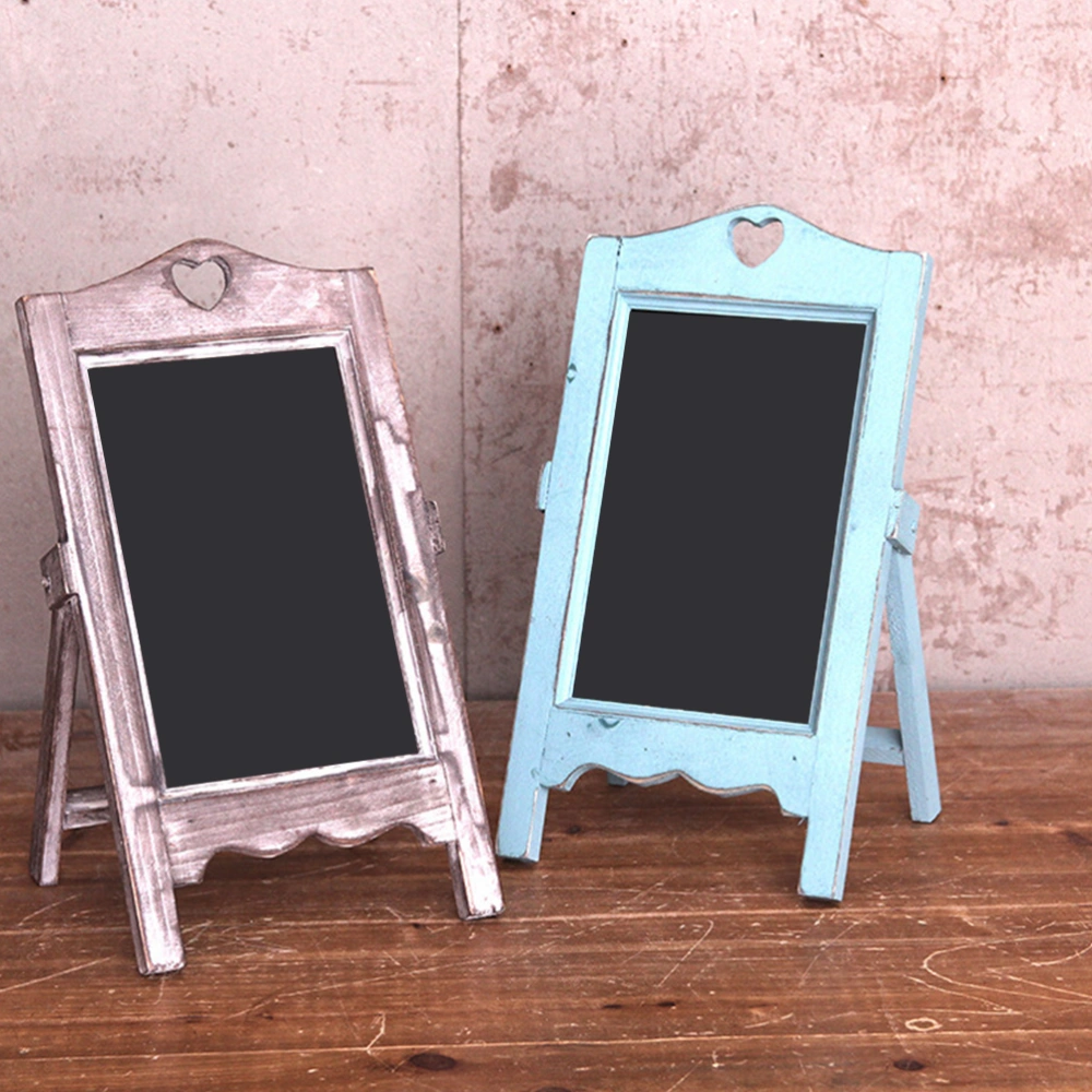 1pc Wooden Mini Chalkboards with Support Wood Message Board Signs for Store Restaurant Coffee Shop (Blue)