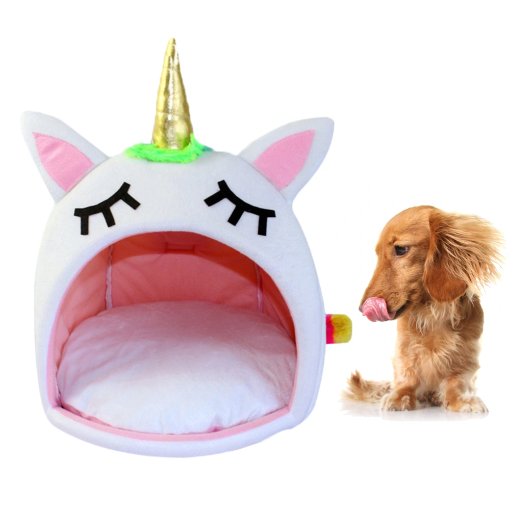 Winter Pet Sleep Bed Warm Unicorn Pet House Bed Pet Supplies for Cat Dog (Size S)