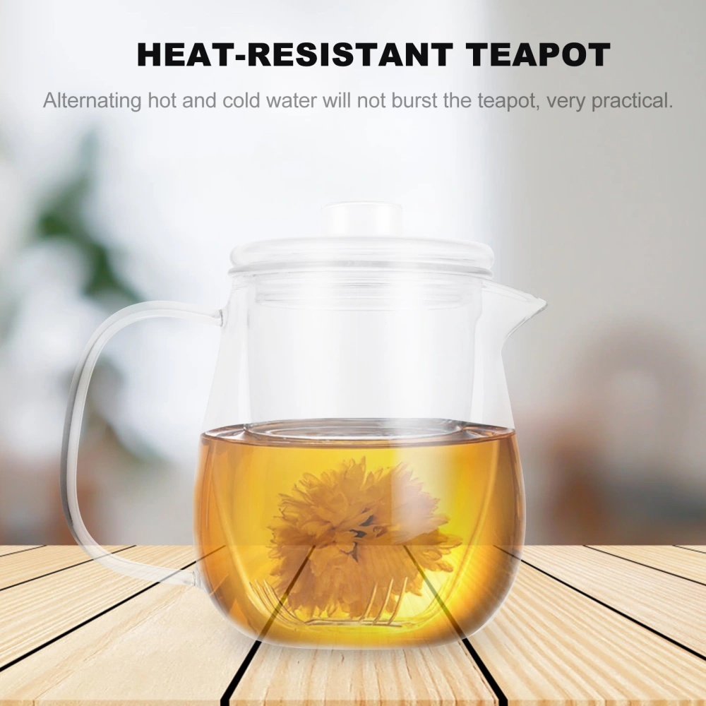 1Pc Heat Resistant Glass Teapot Practical Glass Tea Kettle (Transparent)