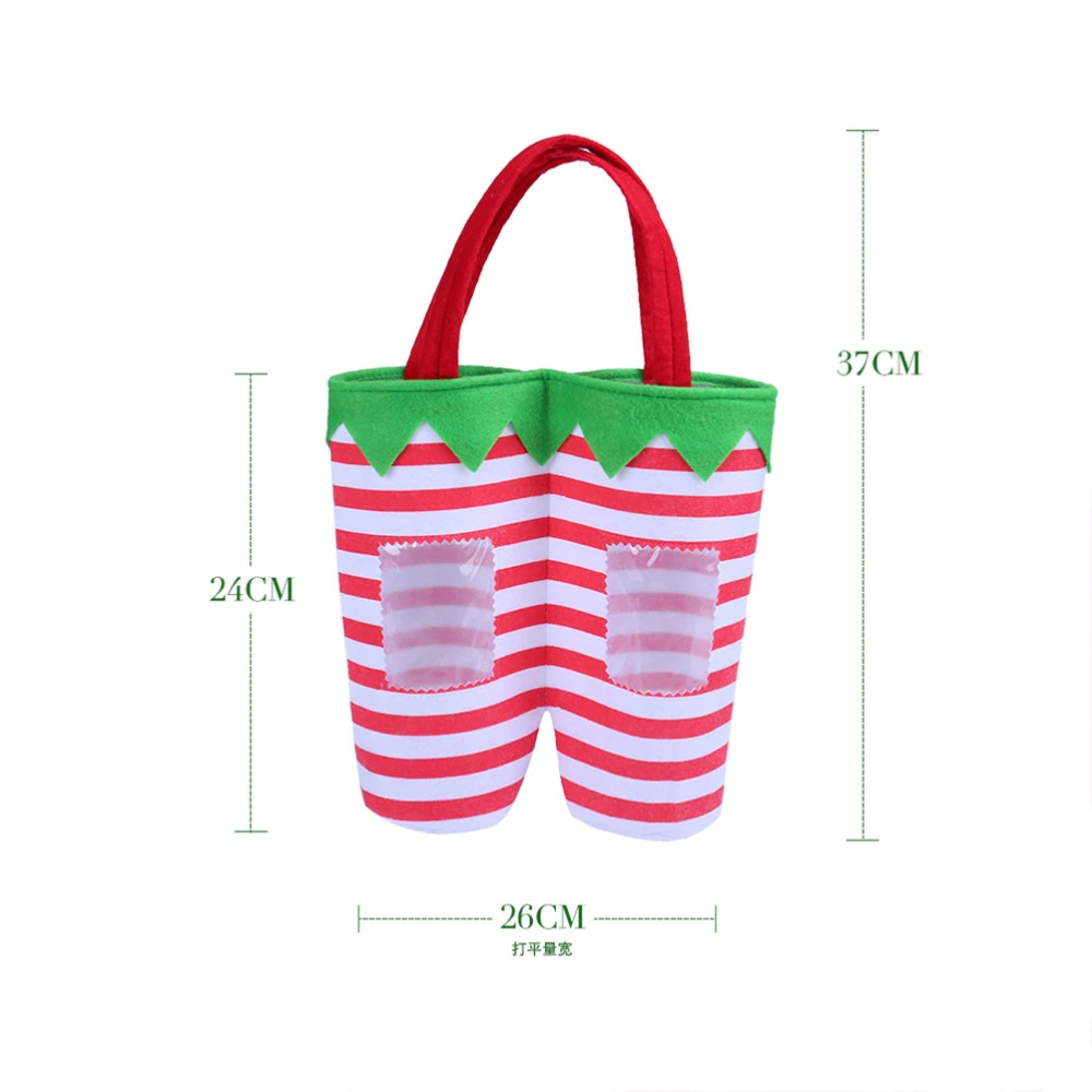 2PCS Christmas Elf Pants Design Red Wine Bottle Storage Bag Portable Fabric Bottle Handbag Adorable Bottle Pouch Xmas Party Ornament Home Decoration Accessary