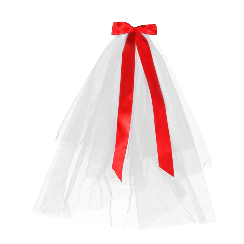 Christmas Party Bright Ribbon Bow Veil Hair Bowknot Decor Lolita Headdress