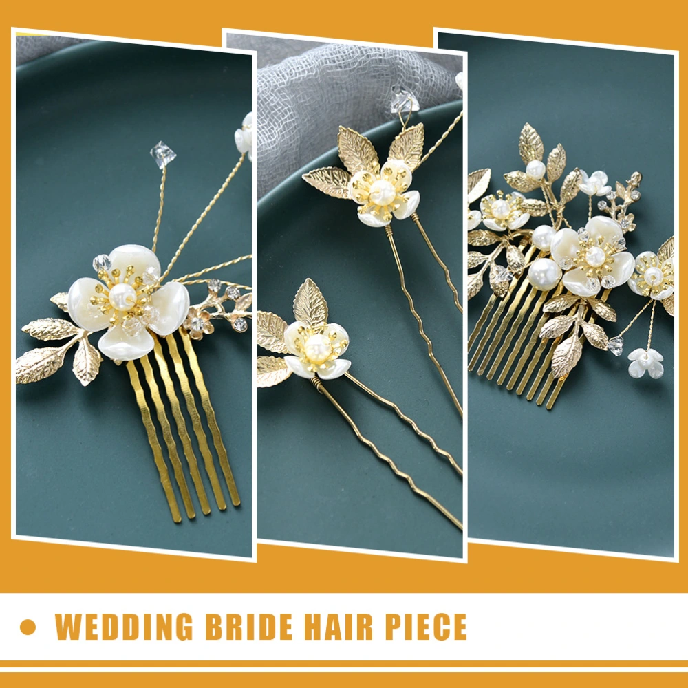 2 Sets Elegant Bridal Hair Comb Ornament Headdress for Wedding Decor Chic Hairpin