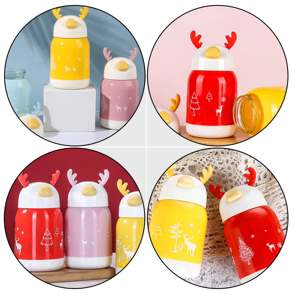 4pcs Lovely Fawn Water Cup Children Glass Drinks Cup Cartoon Cup (Mixed Color)