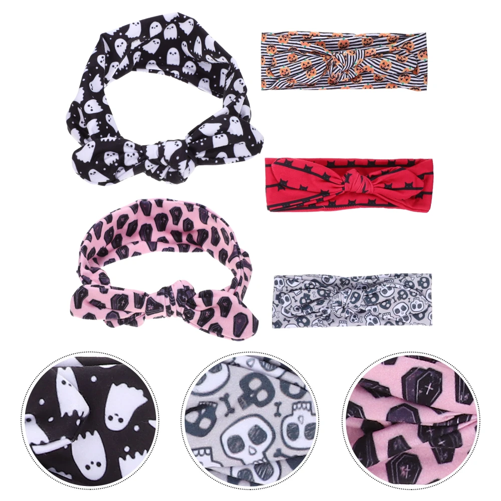 5pcs Halloween Headband Knotted Elastic Head Wrap Hairband for Women Girls