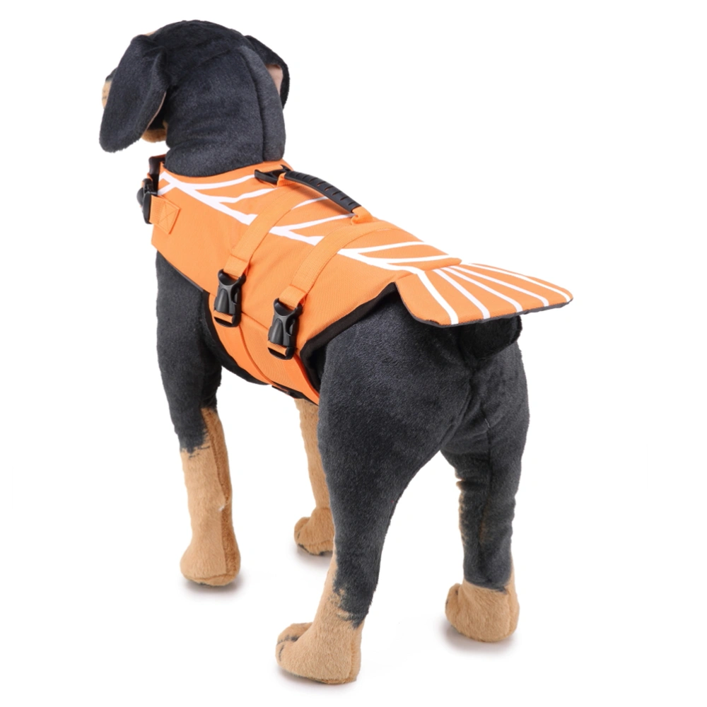 Dog Life Size Adjustable Dog Life Preserver Durable Life Vest Buoyant Lifesaver Size L (Orange)