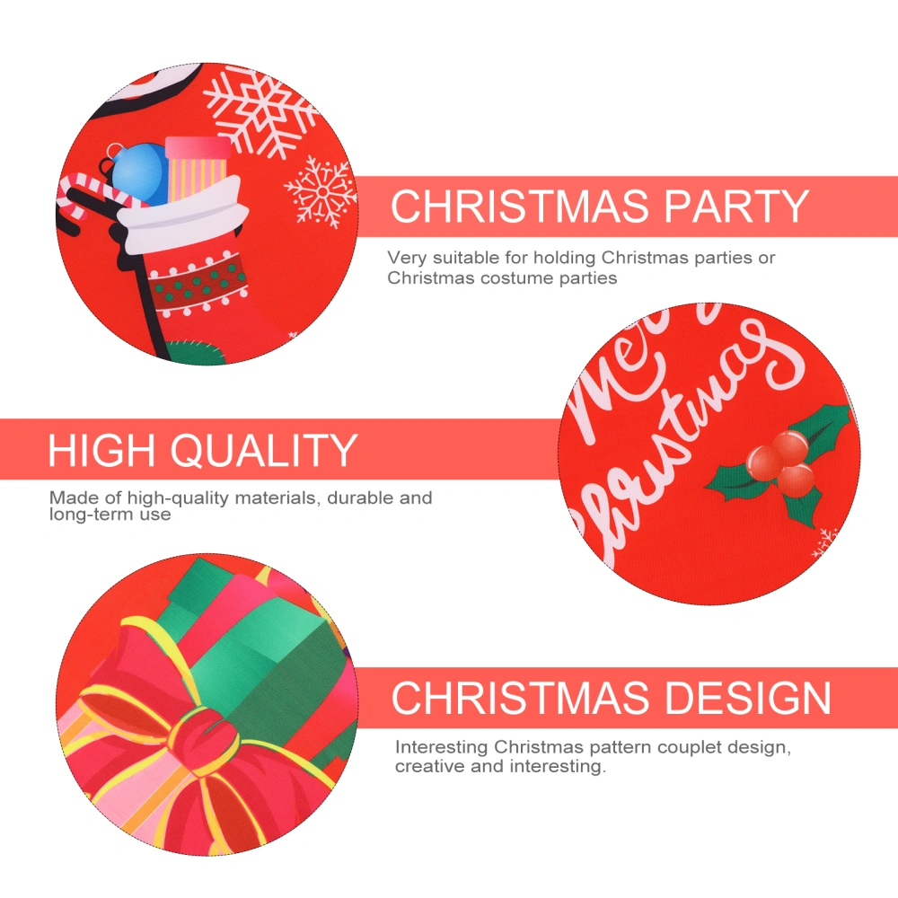 1 Pair Christmas Door Couplet Creative Door Banner Door Curtain Xmas Decorations