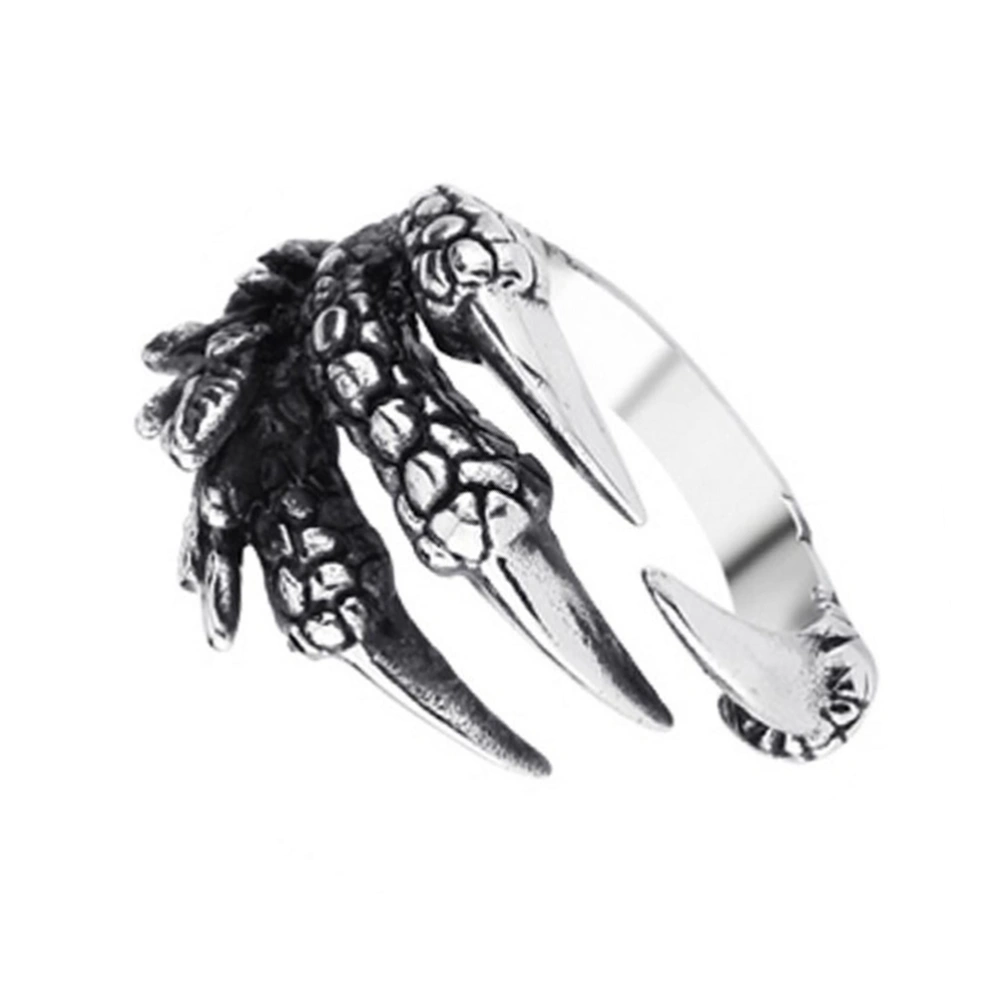 Titanium Steel Dragon Claw Rings for Men Cool Male Biker Ring Punk Jewelry Personalized Gift (Pattern 2)