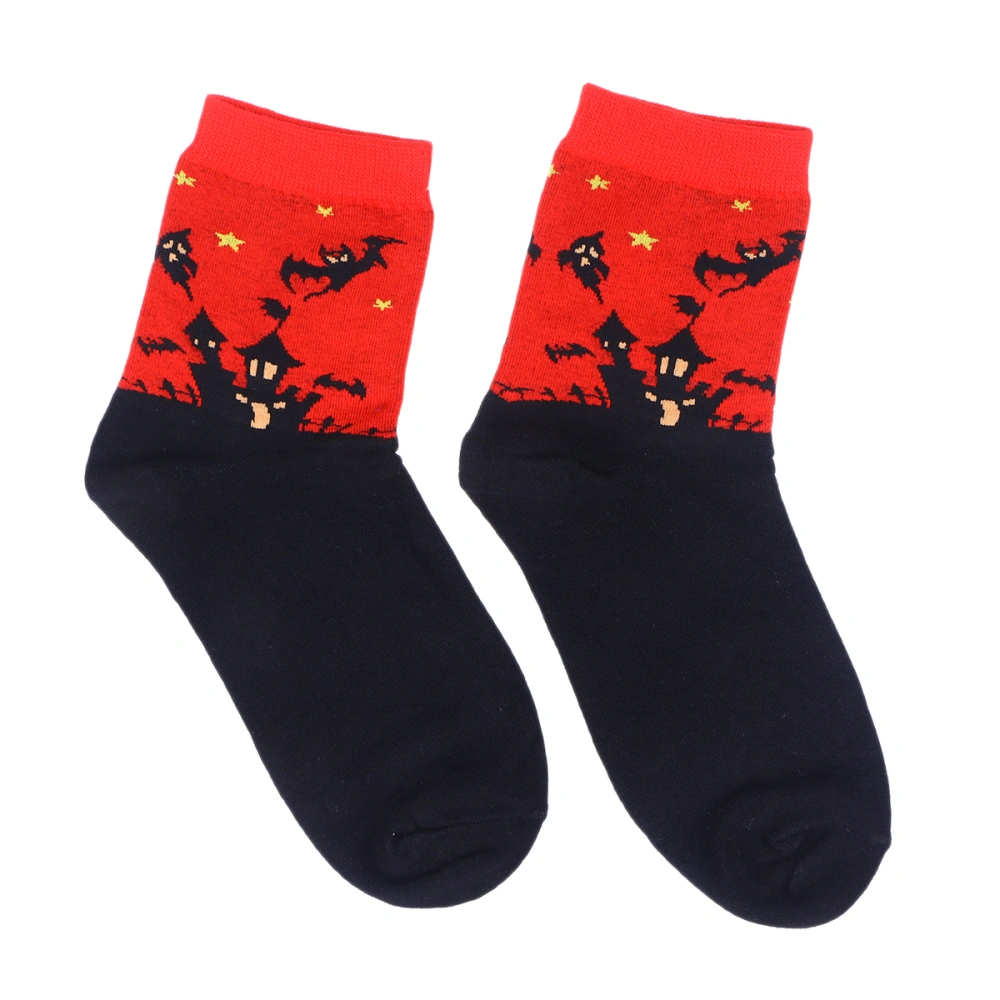 Cartoon Halloween Style Socks Cotton Ankle Sock for Women Lady Girls (Red)