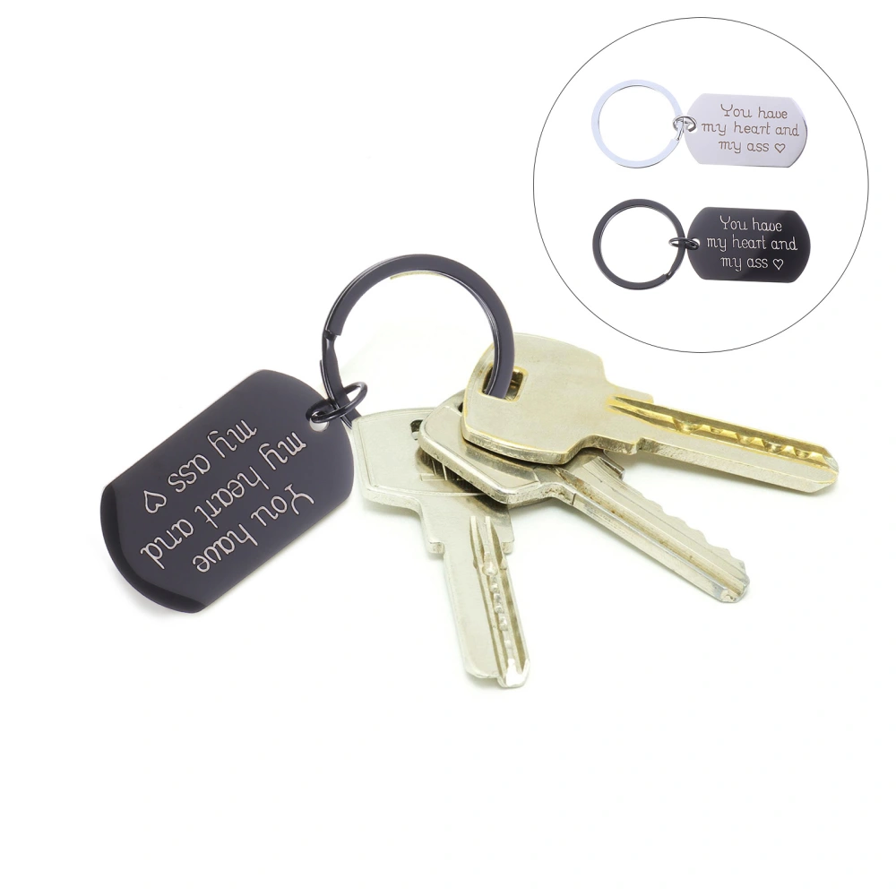 2pcs You Have My Heart and My Ass Stainless Steel Key Chains Key Rings for Lover