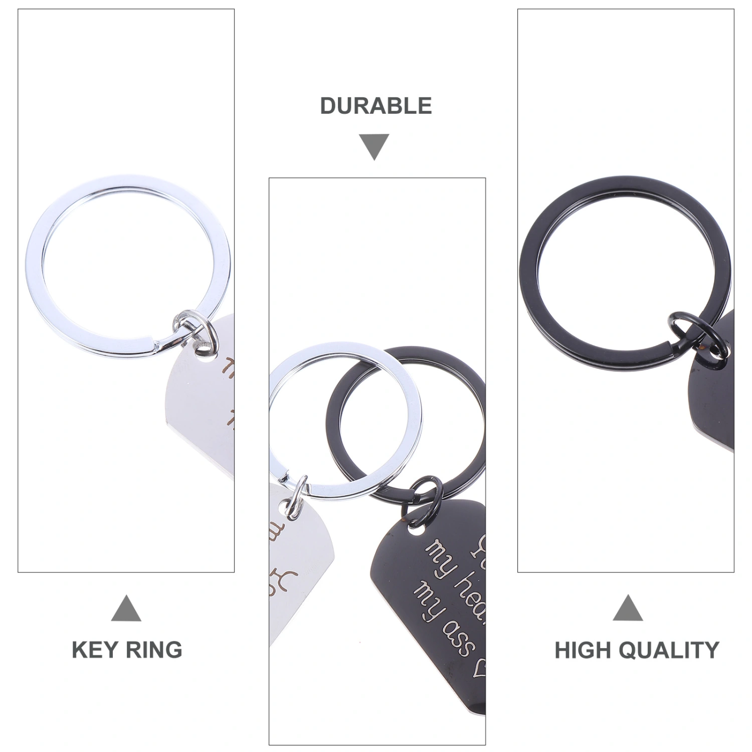 2pcs You Have My Heart and My Ass Stainless Steel Key Chains Key Rings for Lover