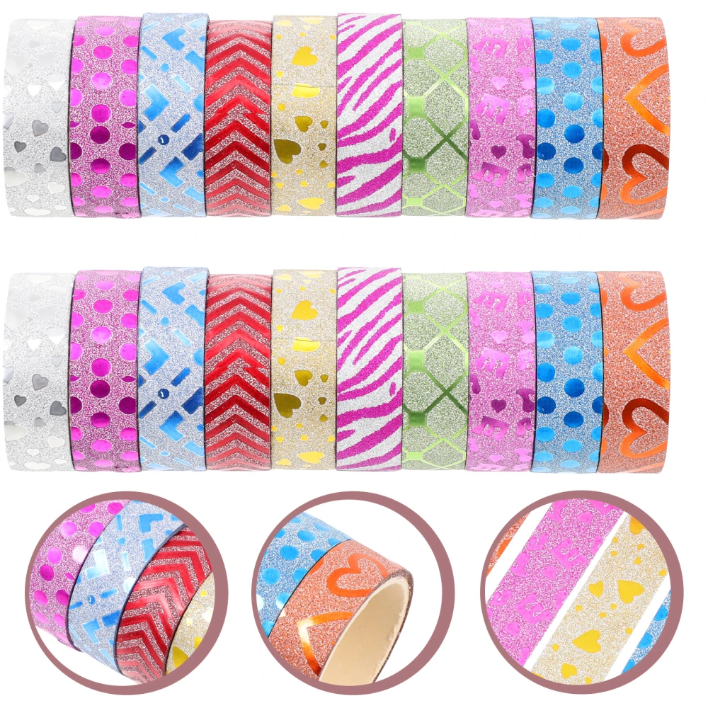 20Pcs Self-Adhesive Tapes DIY Washi Tapes Glitter Powder Tape DIY Scrapbook Stickers