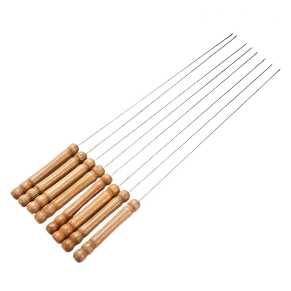 12pcs Barbecue Sticks BBQ Stainless Steel Barbecue Skewer with BBQ Needle Handle Heat Resistant Handle for Home Party