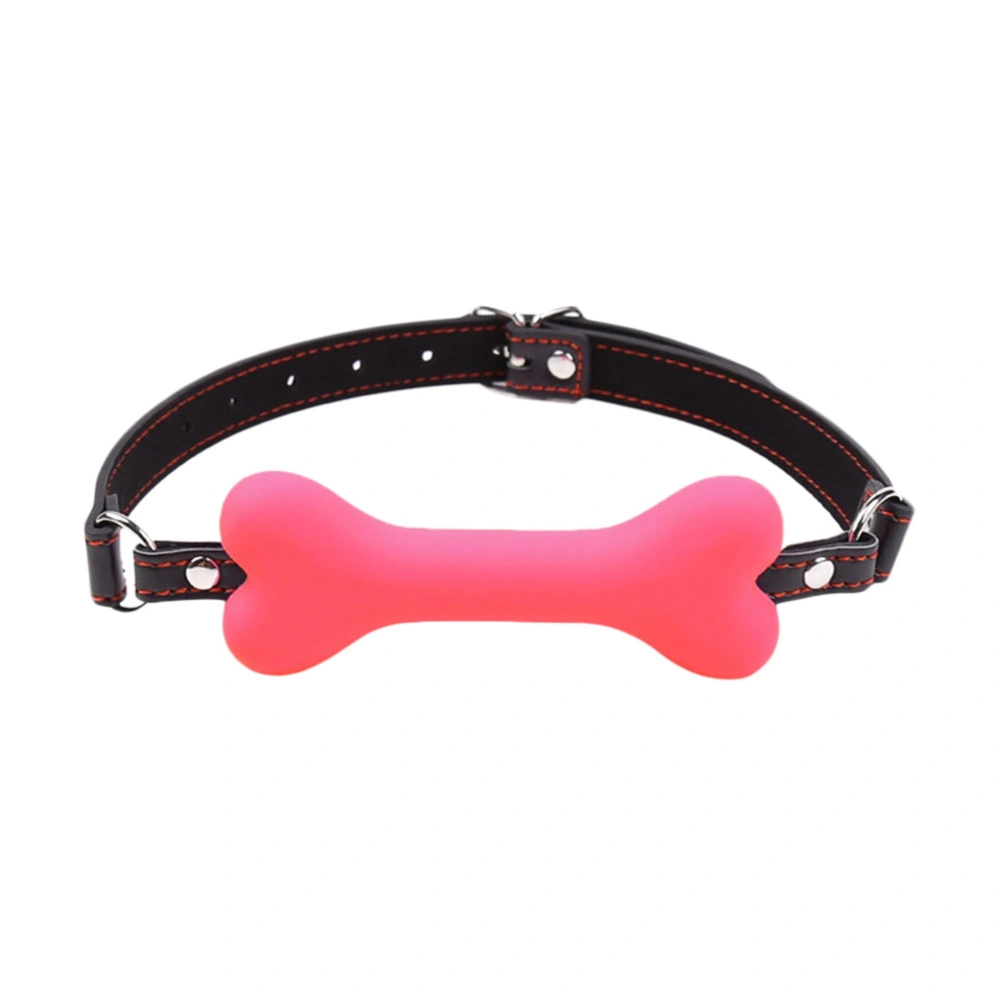 Sex Toys Silicone Dog Bone Male Slave Forced Mouth Gag Alternative Toy Dog Slave Mouth Ball Small Size Pin Buckle (Pink)