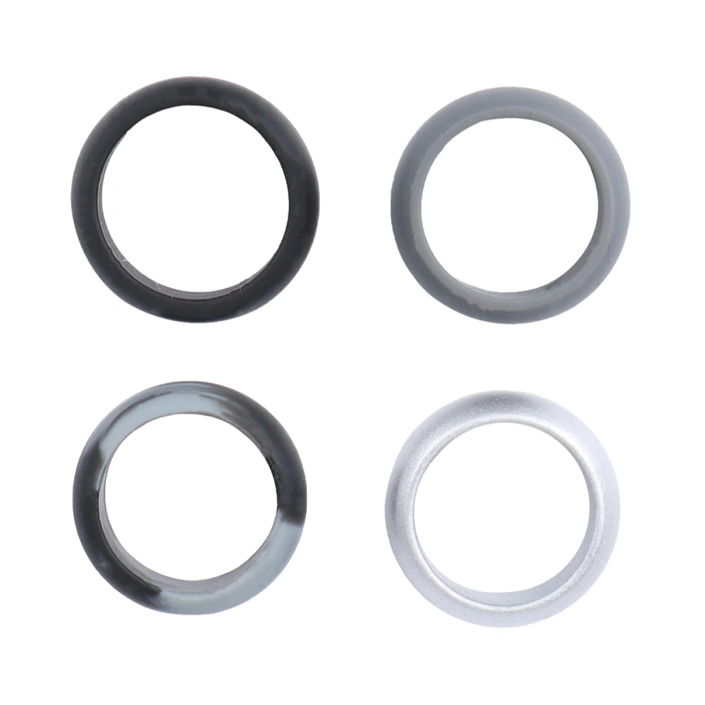 4PCS Unisex Silicone Rings Fashion Gym Rings Simple Couple Rings (Camo Grey, Black, Dark Grey, Silver, Size 9)