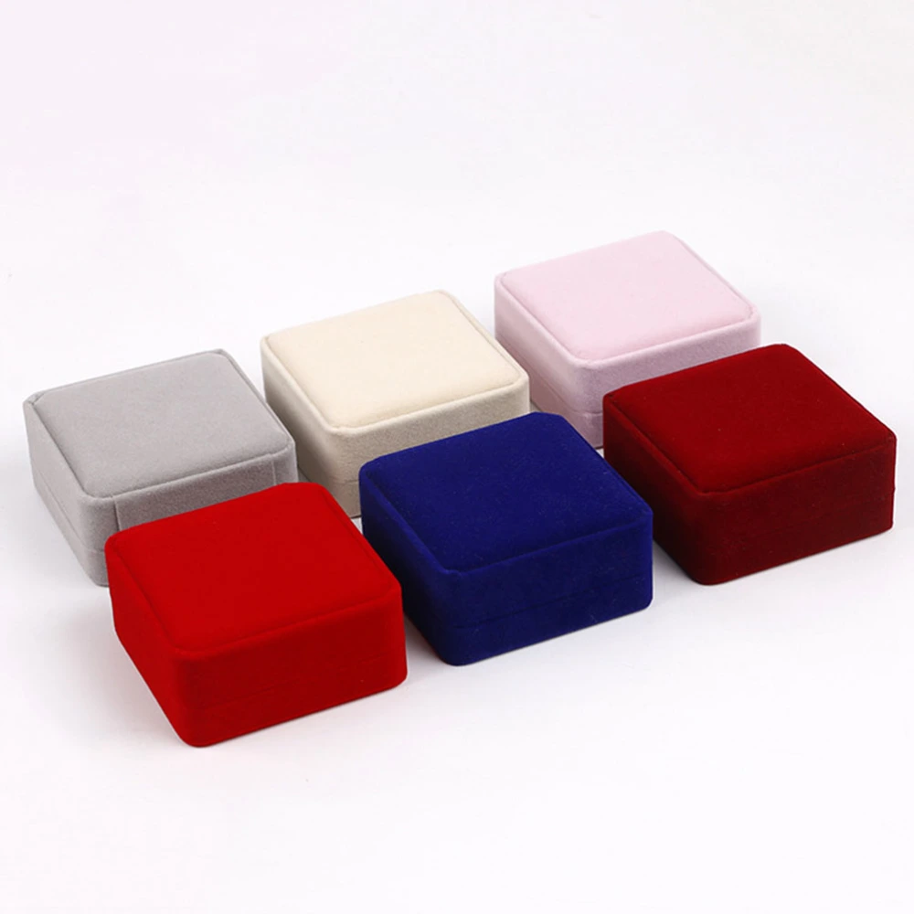 12Pcs Delicate Flannel Jewelry Boxes Unique Rings Ear Studs Packaging Boxes Jewelry Organizer (Claret)