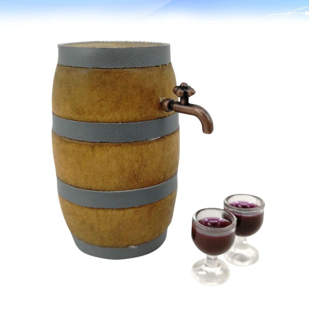 Miniature Red Wine Barrel Set Wine Cellar decoration Pub Bar Decor Party Supplies with Faucet and Wine Glass