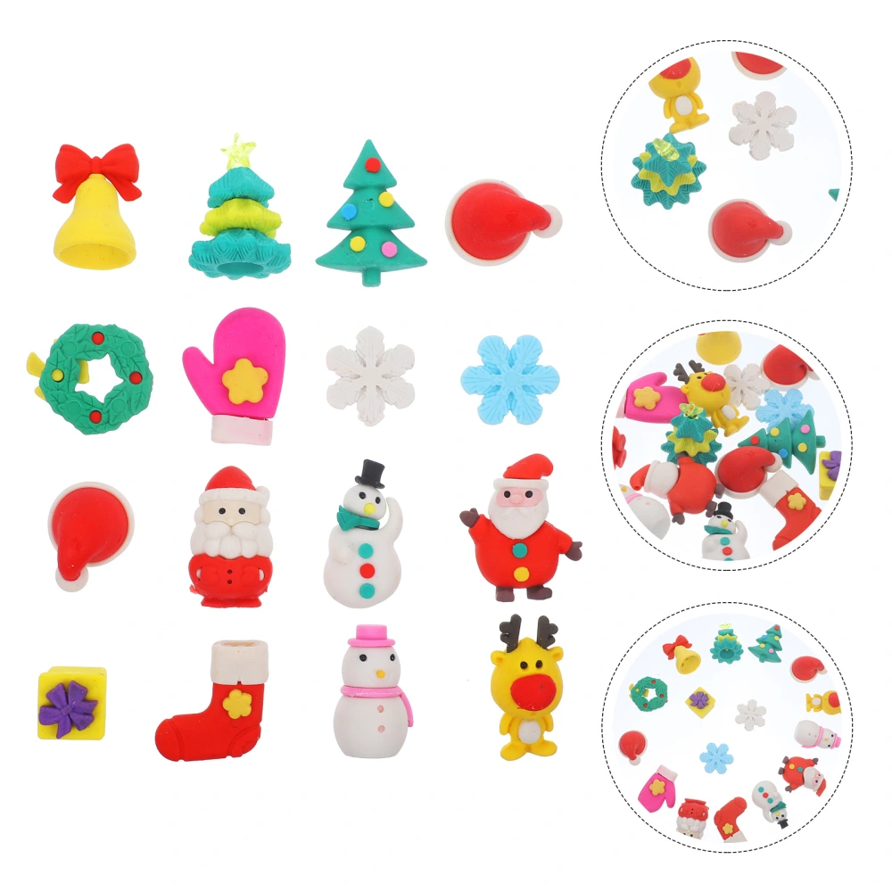 2Set of Cartoon Christmas Eraser Cartoon Bear Pattern Child Student Practical Creative Stationery Christmas Festival Gift (Random Style)